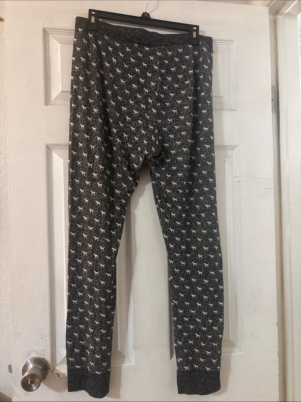 PINK Victoria's Secret Charcoal Gray & White Dog Print Pajama Pants